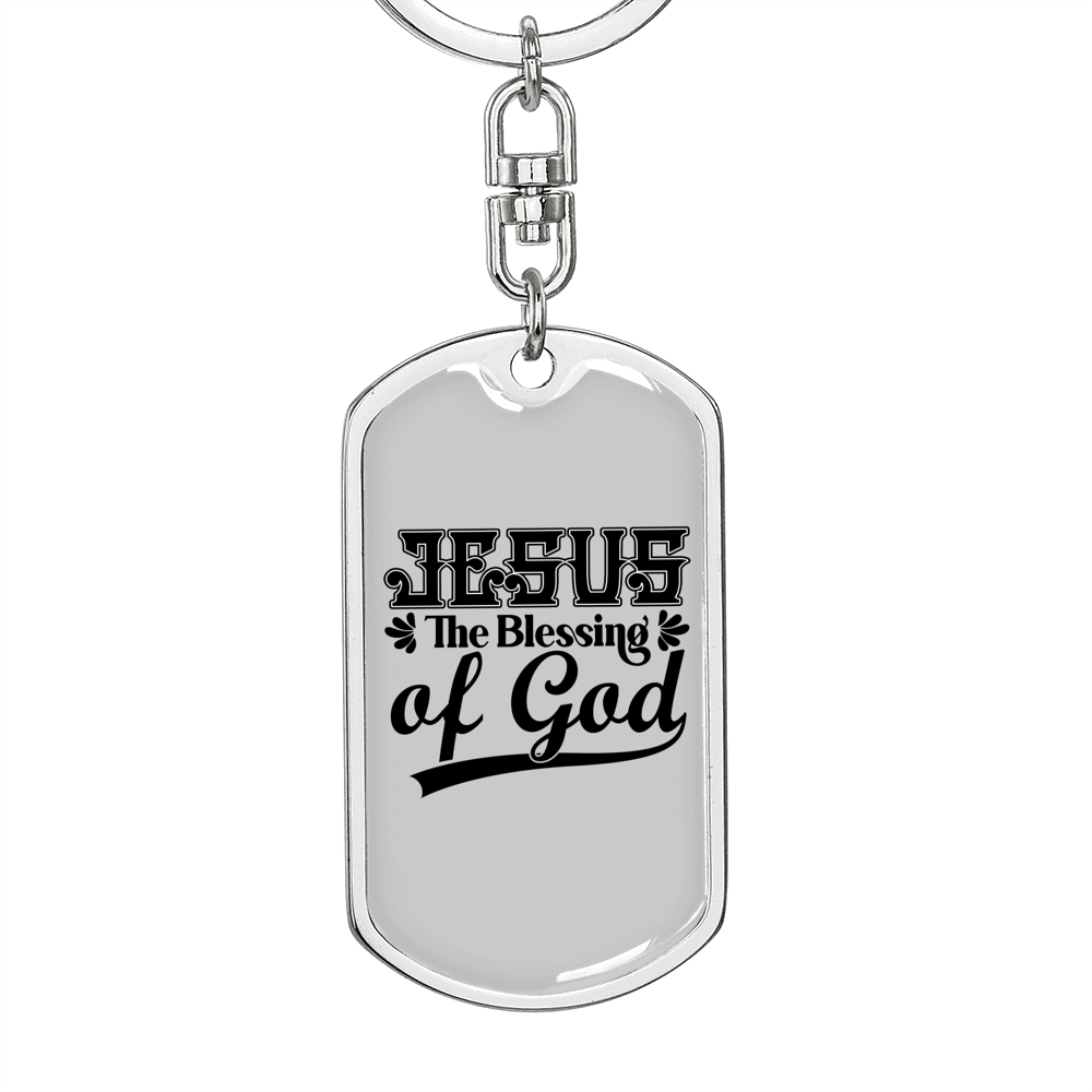 Jesus The Blessing Keychain Stainless Steel or 18k Gold Dog Tag Keyring-Express Your Love Gifts