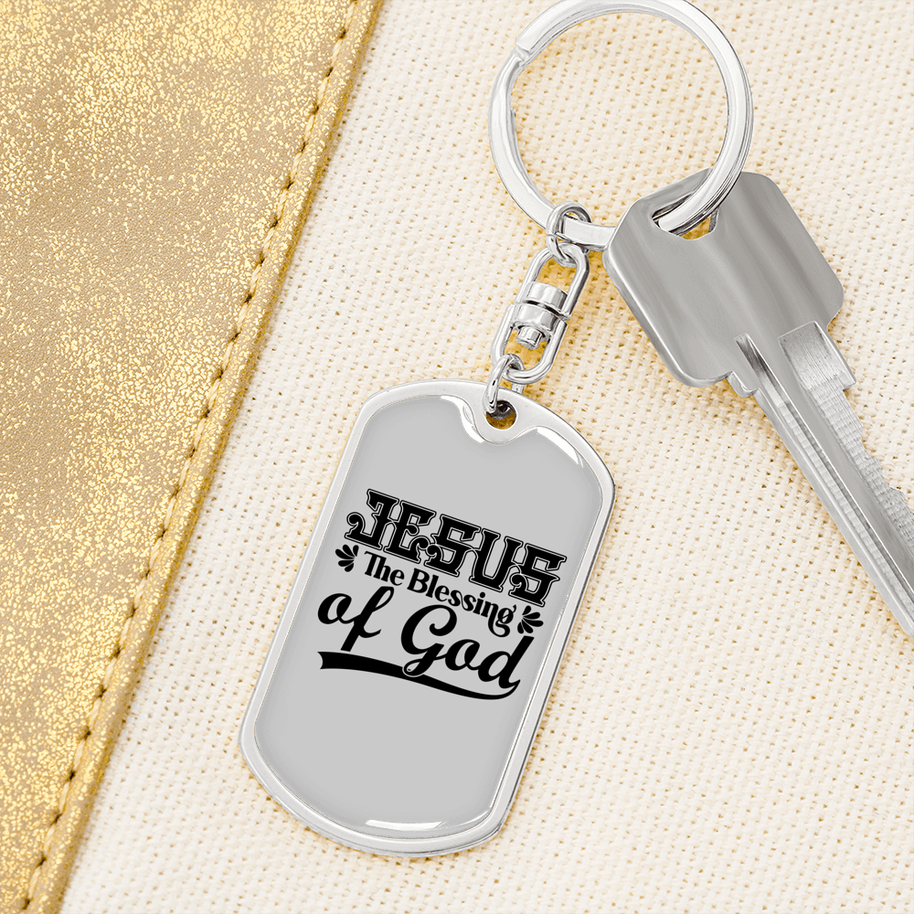 Jesus The Blessing Keychain Stainless Steel or 18k Gold Dog Tag Keyring-Express Your Love Gifts