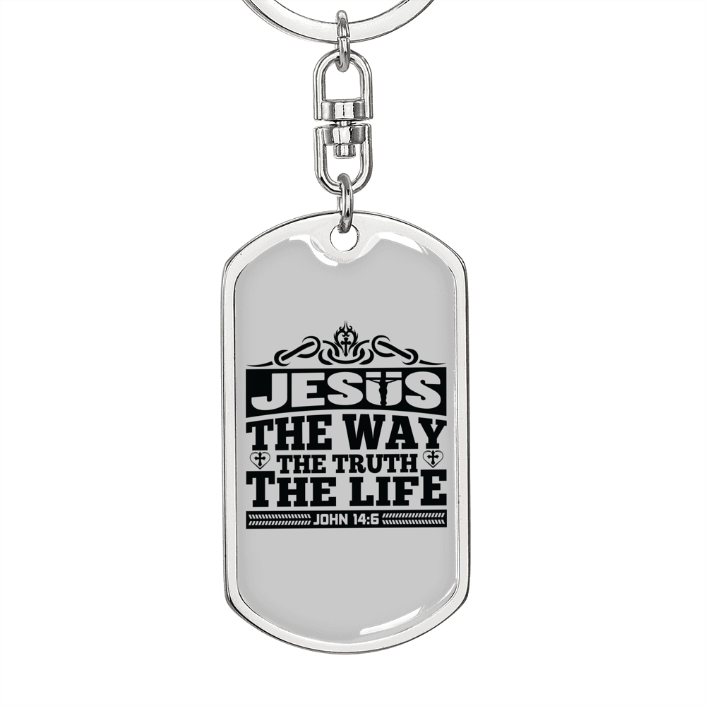 Jesus The Way John 14:6 Black Keychain Stainless Steel or 18k Gold Dog Tag Keyri;-Express Your Love Gifts