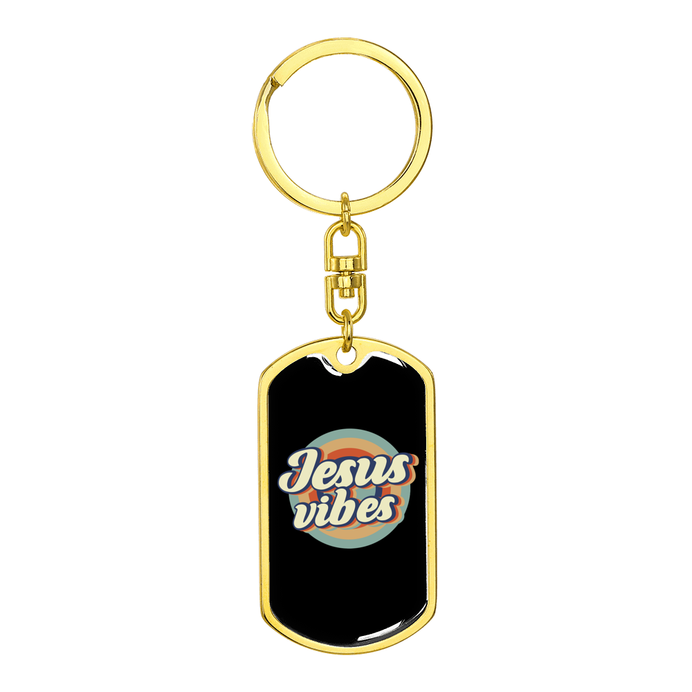 Jesus Vibes Stainless Steel or 18k Gold Premium Swivel Dog Tag Keychain