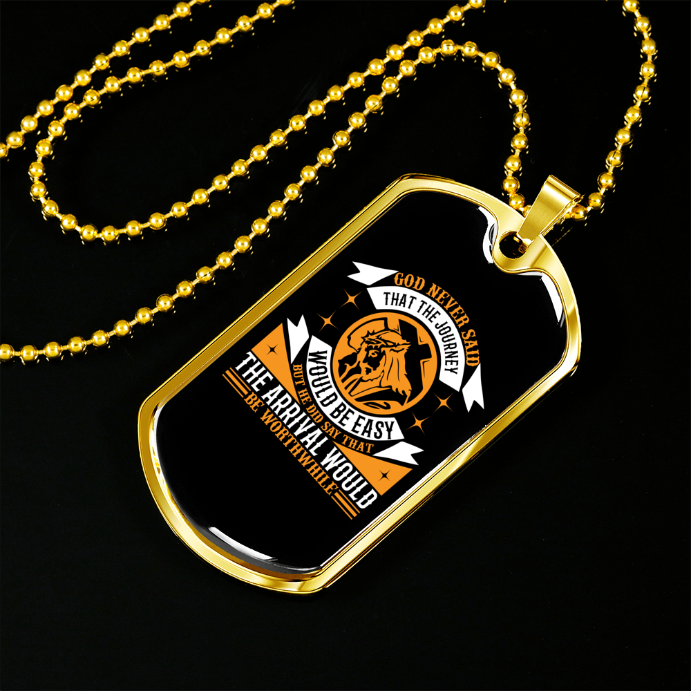 Journey Would Be Easy Christian Necklace Stainless Steel or 18k Gold Dog Tag 24" Chain-Express Your Love Gifts