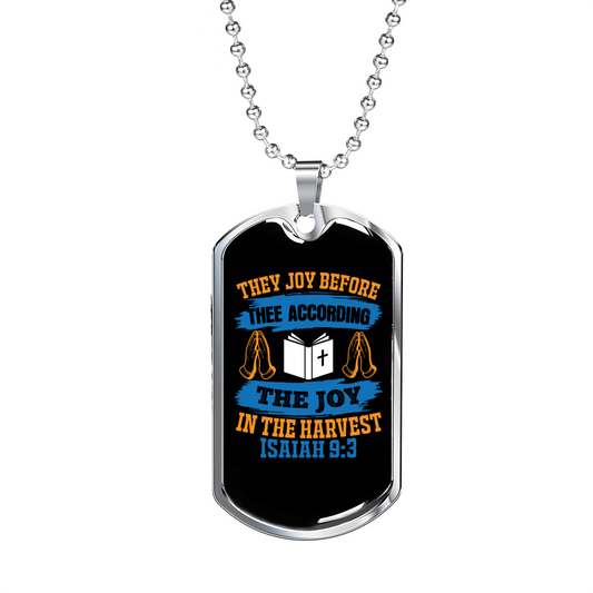 Joy And Harvest Christian Necklace Stainless Steel or 18k Gold Dog Tag 24" Chain-Express Your Love Gifts