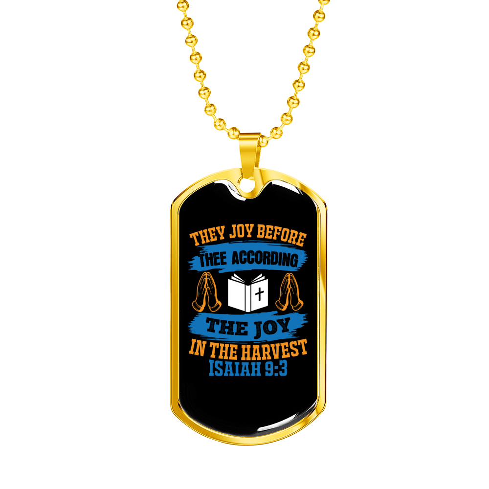 Joy And Harvest Christian Necklace Stainless Steel or 18k Gold Dog Tag 24" Chain-Express Your Love Gifts