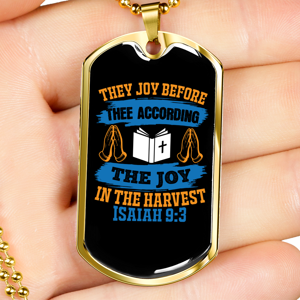 Joy And Harvest Christian Necklace Stainless Steel or 18k Gold Dog Tag 24" Chain-Express Your Love Gifts