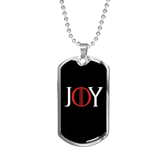 Joy Christian Necklace Stainless Steel or 18k Gold Dog Tag 24" Chain-Express Your Love Gifts