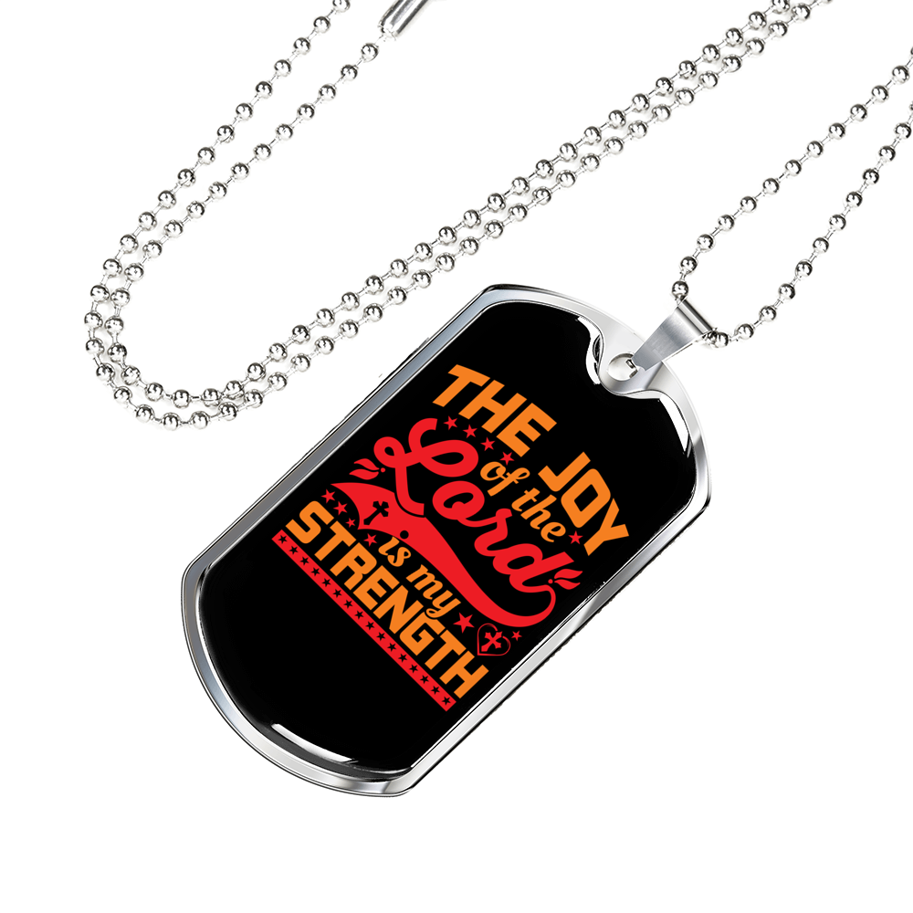 Joy Of Lord Golden Christian Necklace Stainless Steel or 18k Gold Dog Tag 24" Chain-Express Your Love Gifts