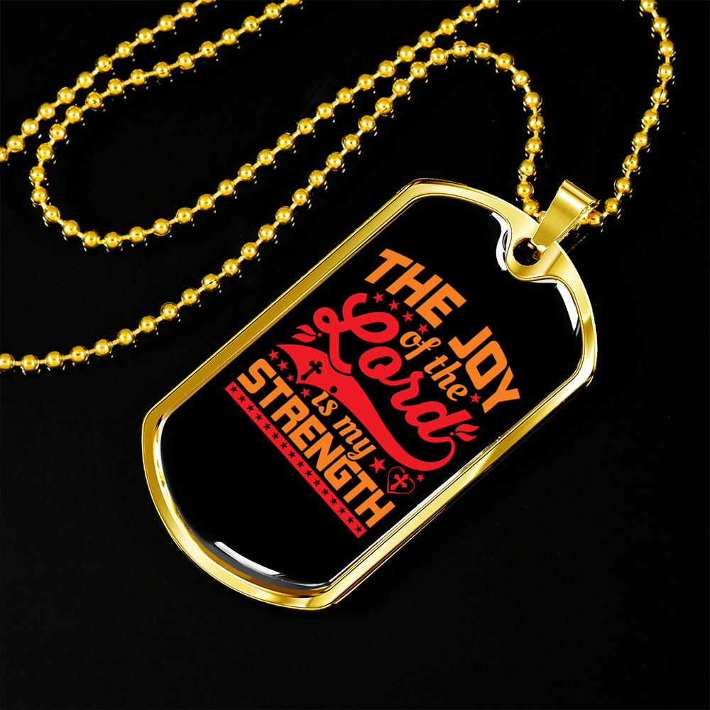 Joy Of Lord Golden Christian Necklace Stainless Steel or 18k Gold Dog Tag 24" Chain-Express Your Love Gifts