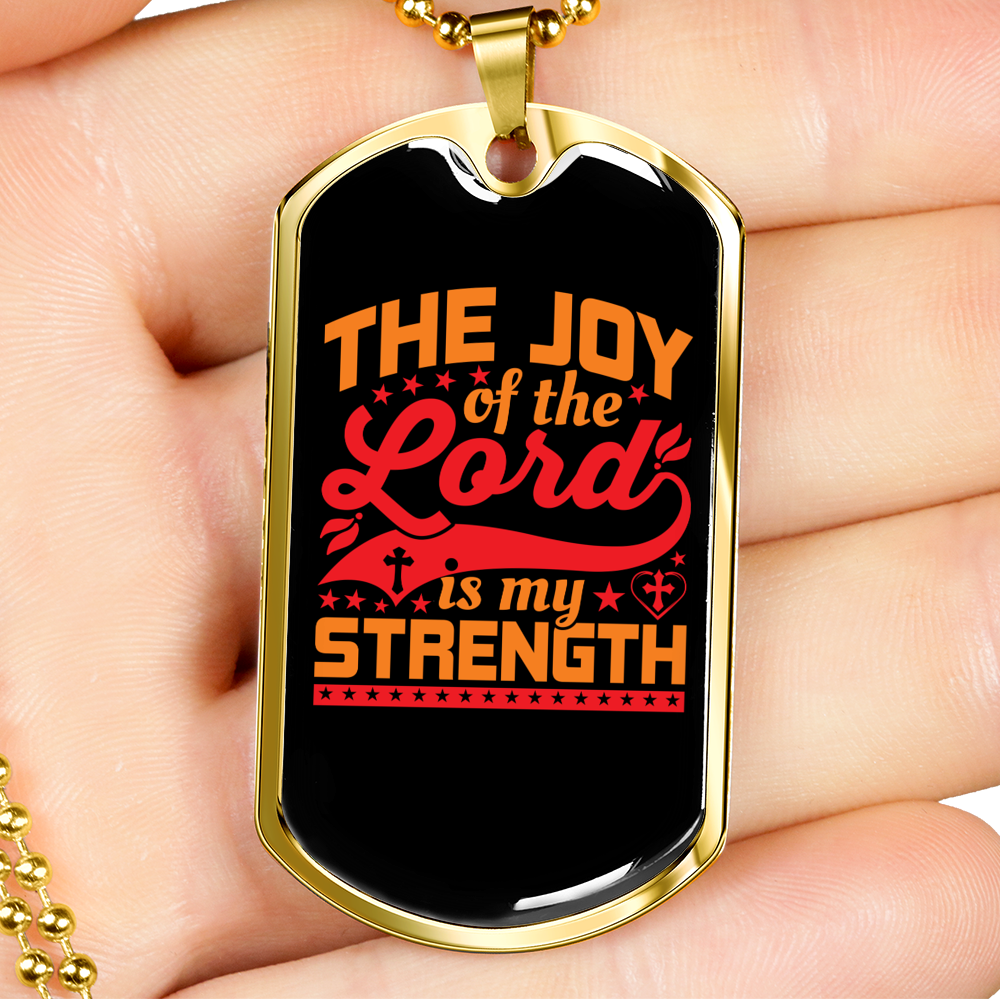 Joy Of Lord Golden Christian Necklace Stainless Steel or 18k Gold Dog Tag 24" Chain-Express Your Love Gifts