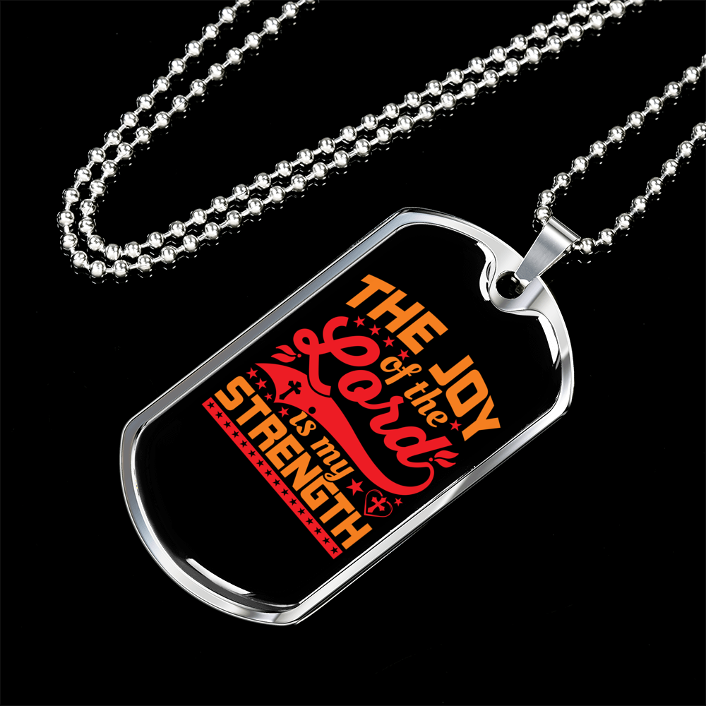 Joy Of Lord Golden Christian Necklace Stainless Steel or 18k Gold Dog Tag 24" Chain-Express Your Love Gifts