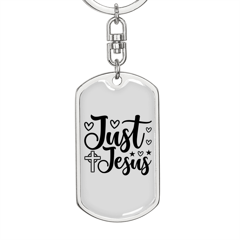 Just Jesus Keychain Stainless Steel or 18k Gold Dog Tag Keyring-Express Your Love Gifts