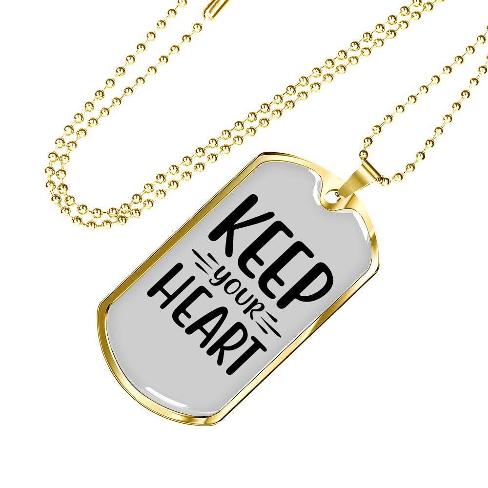 Keep Your Heart Christian Necklace Stainless Steel or 18k Gold Dog Tag 24" Chain-Express Your Love Gifts