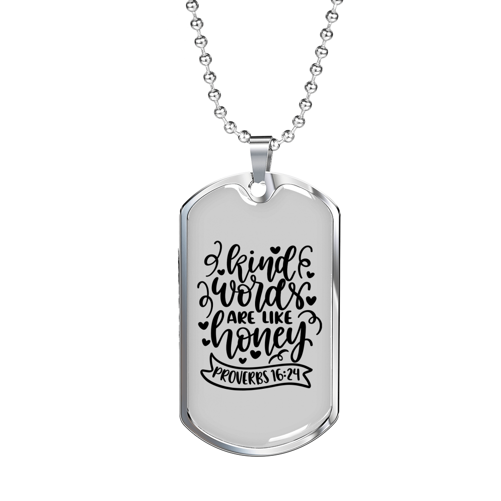 Kind Words Christian Necklace Stainless Steel or 18k Gold Dog Tag 24" Chain-Express Your Love Gifts
