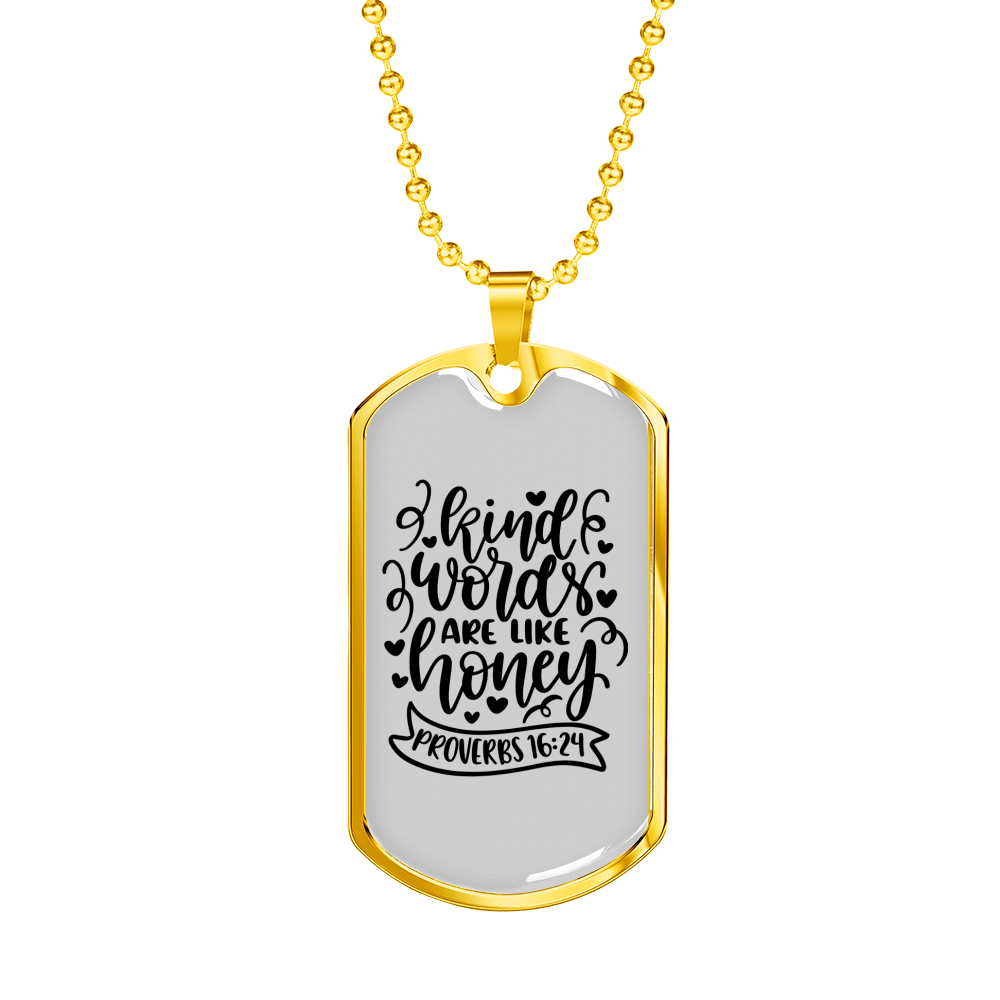 Kind Words Christian Necklace Stainless Steel or 18k Gold Dog Tag 24" Chain-Express Your Love Gifts