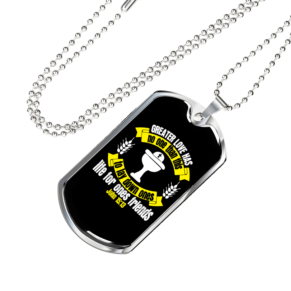 Lay Down Ones Life Christian Necklace Stainless Steel or 18k Gold Dog Tag 24" Chain-Express Your Love Gifts