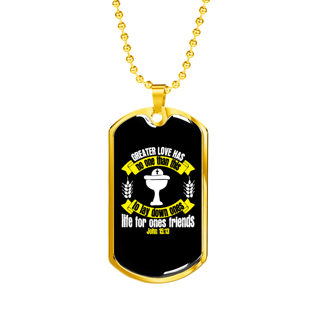 Lay Down Ones Life Christian Necklace Stainless Steel or 18k Gold Dog Tag 24" Chain-Express Your Love Gifts