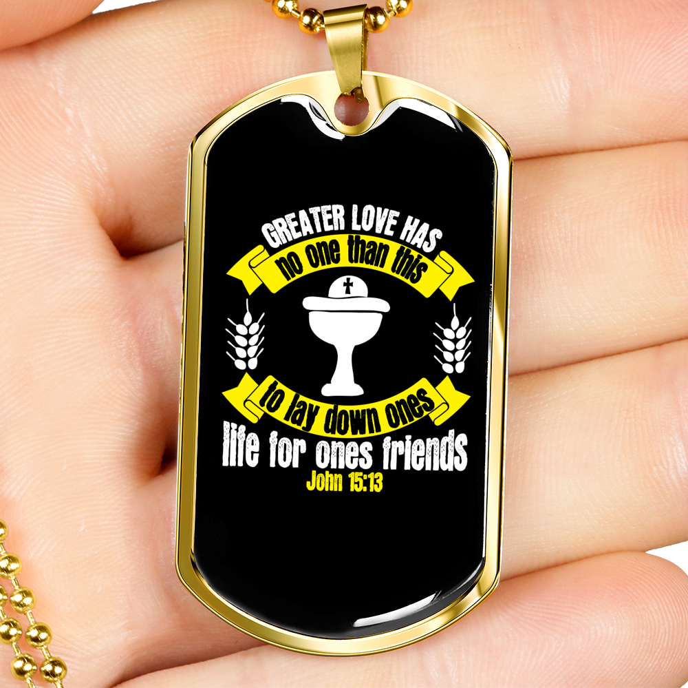 Lay Down Ones Life Christian Necklace Stainless Steel or 18k Gold Dog Tag 24" Chain-Express Your Love Gifts