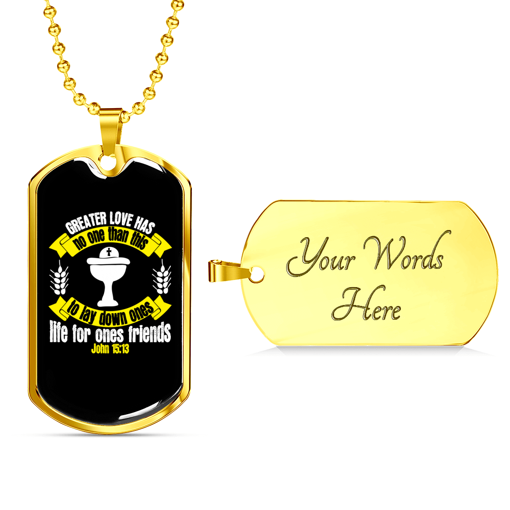 Lay Down Ones Life Christian Necklace Stainless Steel or 18k Gold Dog Tag 24" Chain-Express Your Love Gifts