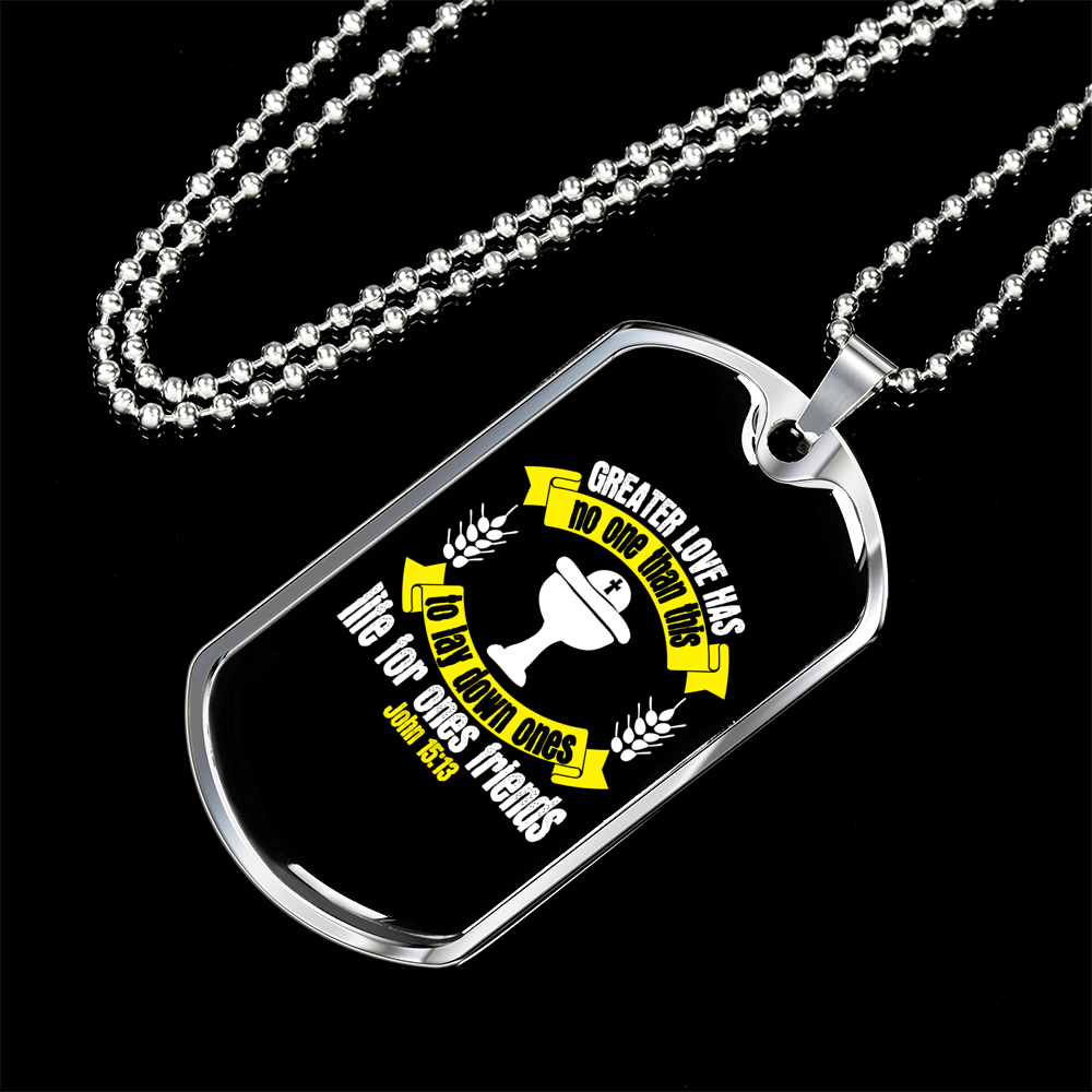 Lay Down Ones Life Christian Necklace Stainless Steel or 18k Gold Dog Tag 24" Chain-Express Your Love Gifts