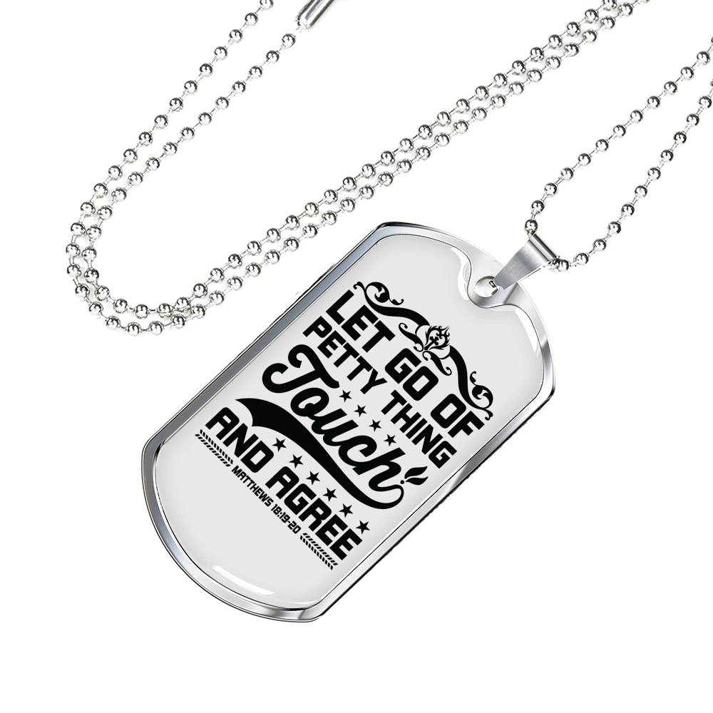 Let Go Black Christian Necklace Stainless Steel or 18k Gold Dog Tag 24" Chain-Express Your Love Gifts