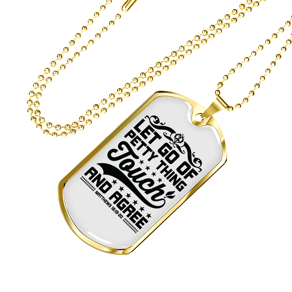 Let Go Black Christian Necklace Stainless Steel or 18k Gold Dog Tag 24" Chain-Express Your Love Gifts