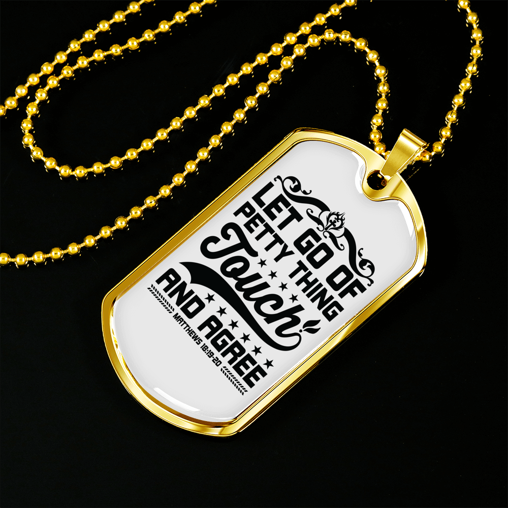 Let Go Black Christian Necklace Stainless Steel or 18k Gold Dog Tag 24" Chain-Express Your Love Gifts