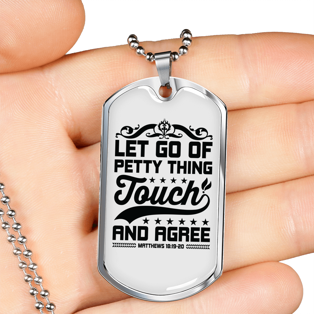 Let Go Black Christian Necklace Stainless Steel or 18k Gold Dog Tag 24" Chain-Express Your Love Gifts