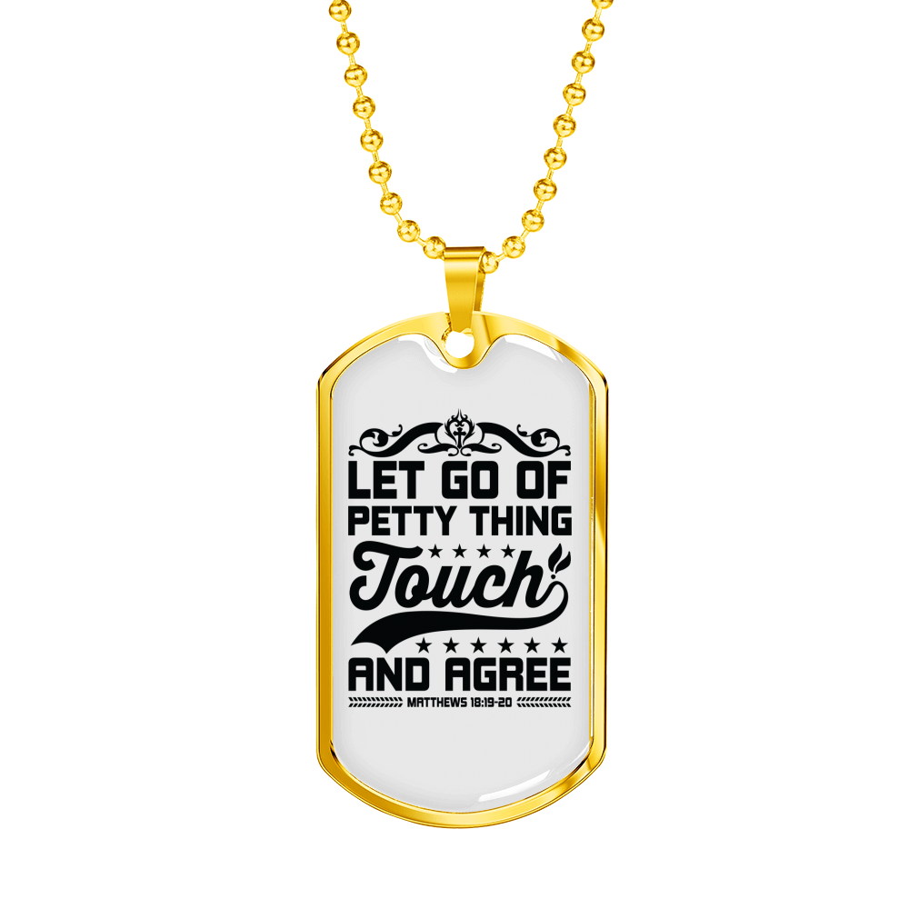 Let Go Black Christian Necklace Stainless Steel or 18k Gold Dog Tag 24" Chain-Express Your Love Gifts