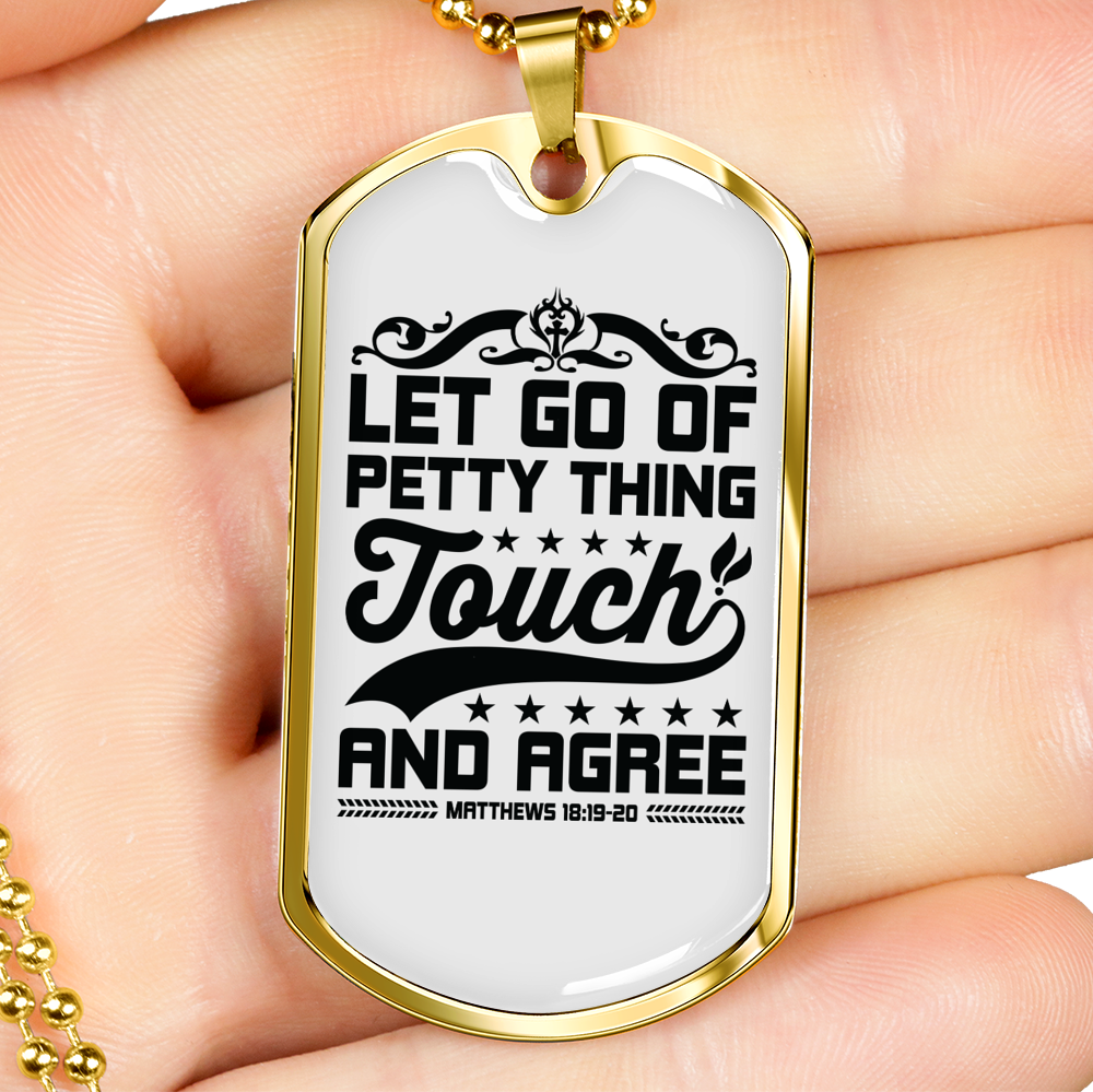 Let Go Black Christian Necklace Stainless Steel or 18k Gold Dog Tag 24" Chain-Express Your Love Gifts