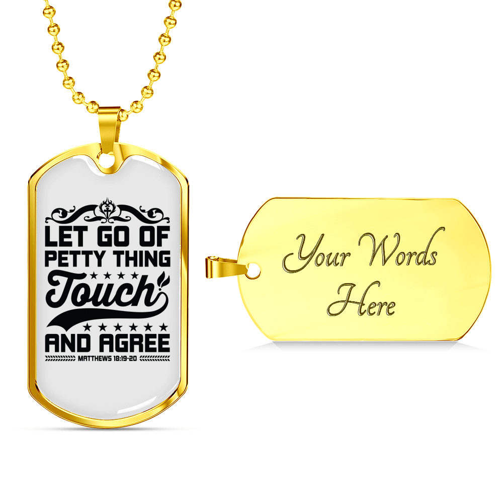 Let Go Black Christian Necklace Stainless Steel or 18k Gold Dog Tag 24" Chain-Express Your Love Gifts