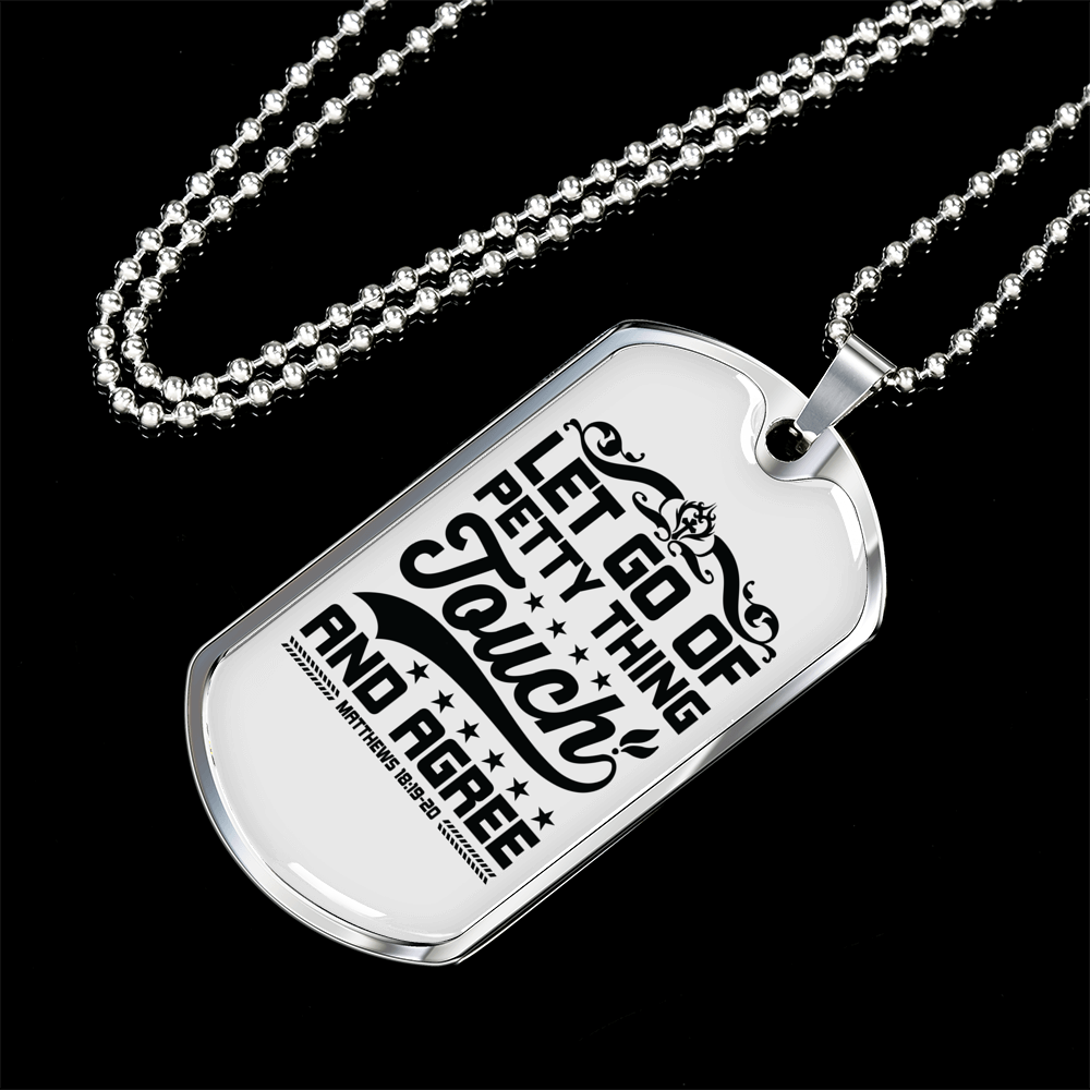 Let Go Black Christian Necklace Stainless Steel or 18k Gold Dog Tag 24" Chain-Express Your Love Gifts
