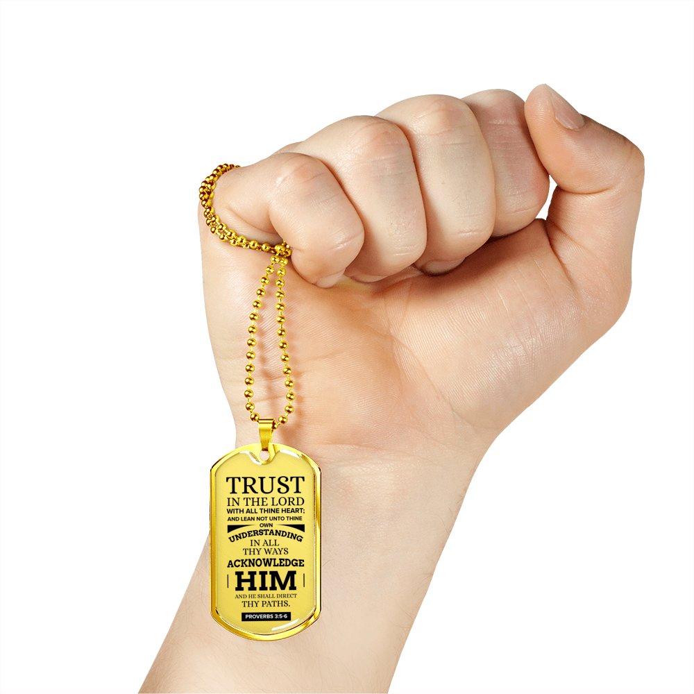 Let God Direct Your Path Christian Faith Necklace Stainless Steel or 18k Gold Dog Tag 24" Chain-Express Your Love Gifts