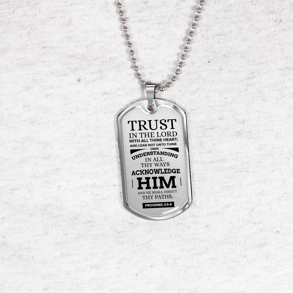 Let God Direct Your Path Christian Faith Necklace Stainless Steel or 18k Gold Dog Tag 24" Chain-Express Your Love Gifts