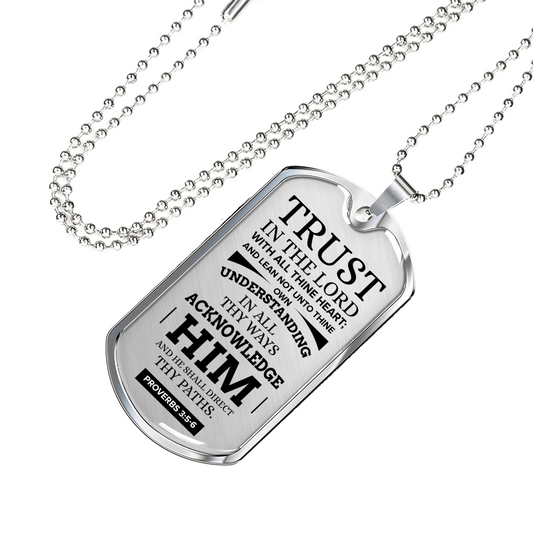 Let God Direct Your Path Christian Faith Necklace Stainless Steel or 18k Gold Dog Tag 24" Chain-Express Your Love Gifts