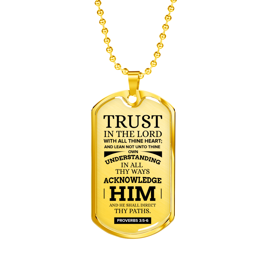 Let God Direct Your Path Christian Faith Necklace Stainless Steel or 18k Gold Dog Tag 24" Chain-Express Your Love Gifts