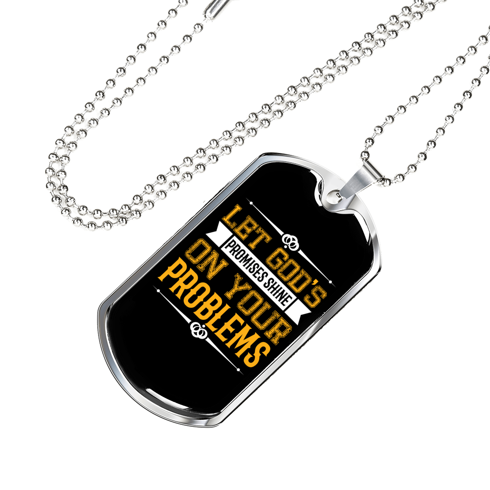 Let God's Promises Shine Christian Necklace Stainless Steel or 18k Gold Dog Tag 24" Chain-Express Your Love Gifts