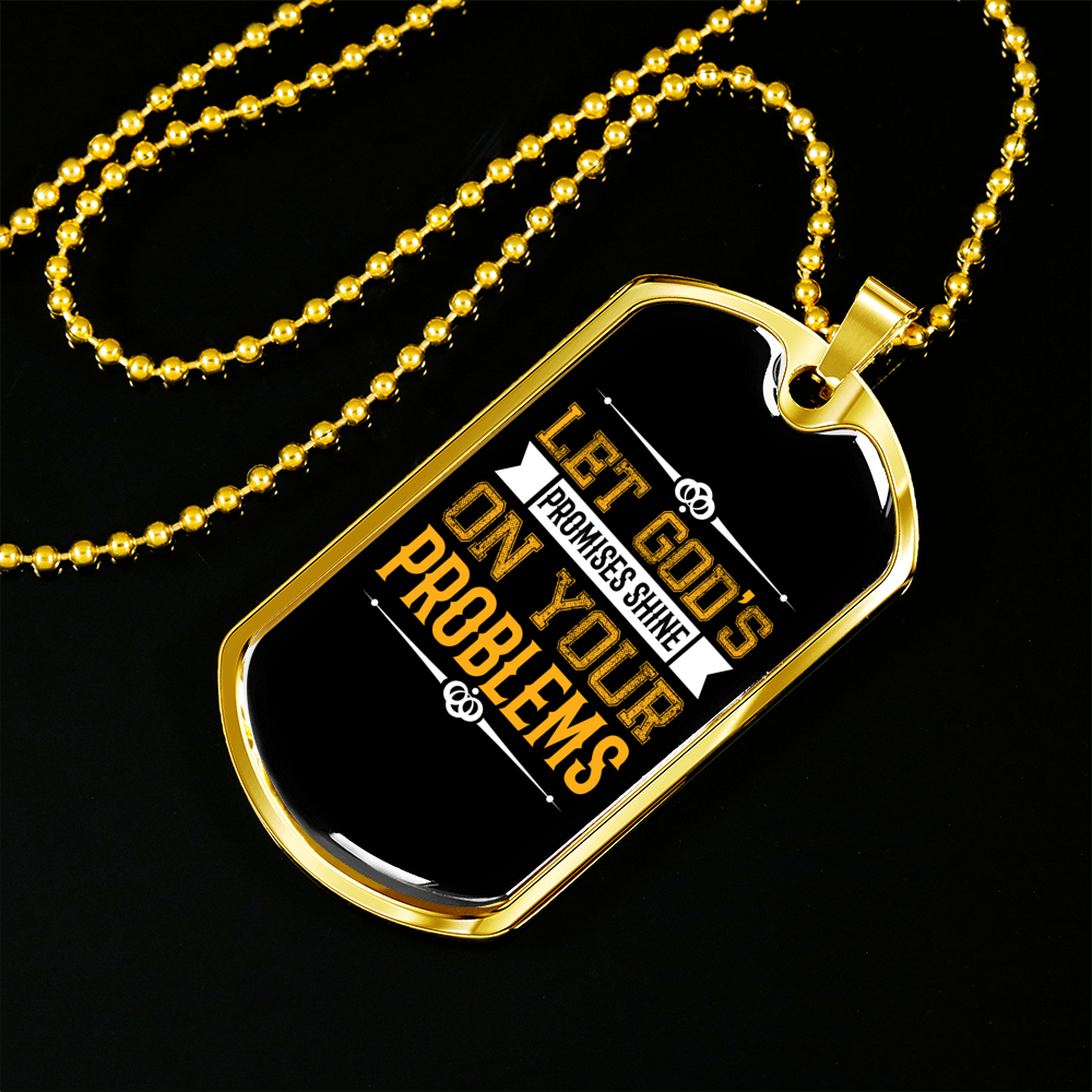 Let God's Promises Shine Christian Necklace Stainless Steel or 18k Gold Dog Tag 24" Chain-Express Your Love Gifts