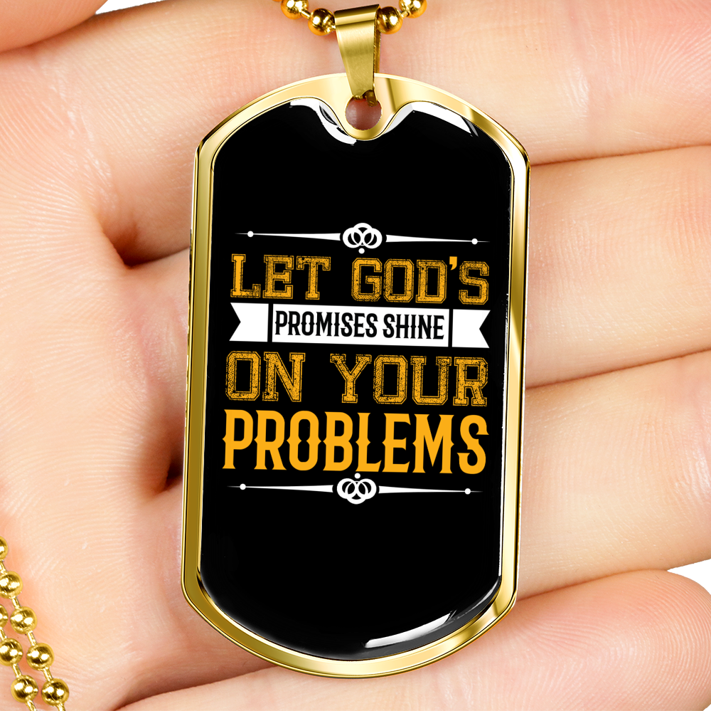 Let God's Promises Shine Christian Necklace Stainless Steel or 18k Gold Dog Tag 24" Chain-Express Your Love Gifts