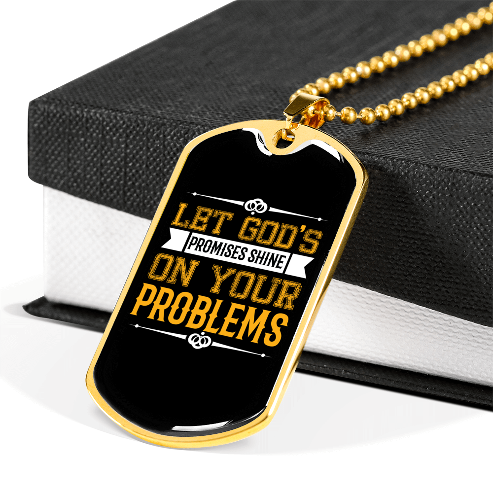 Let God's Promises Shine Christian Necklace Stainless Steel or 18k Gold Dog Tag 24" Chain-Express Your Love Gifts