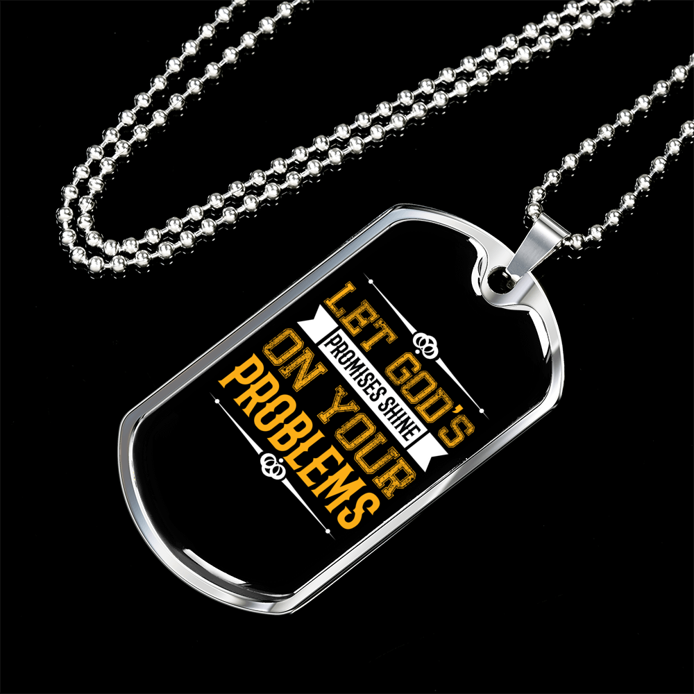 Let God's Promises Shine Christian Necklace Stainless Steel or 18k Gold Dog Tag 24" Chain-Express Your Love Gifts
