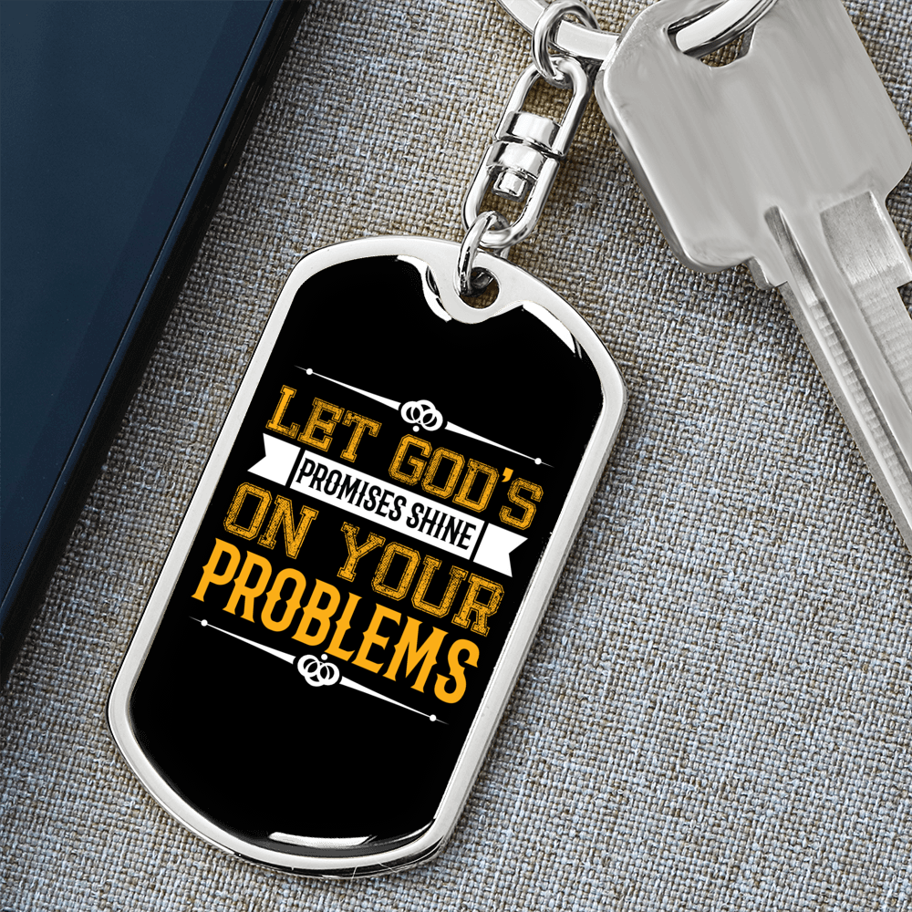 Let God'S Promises Shine Keychain Stainless Steel or 18k Gold Dog Tag Keyring-Express Your Love Gifts