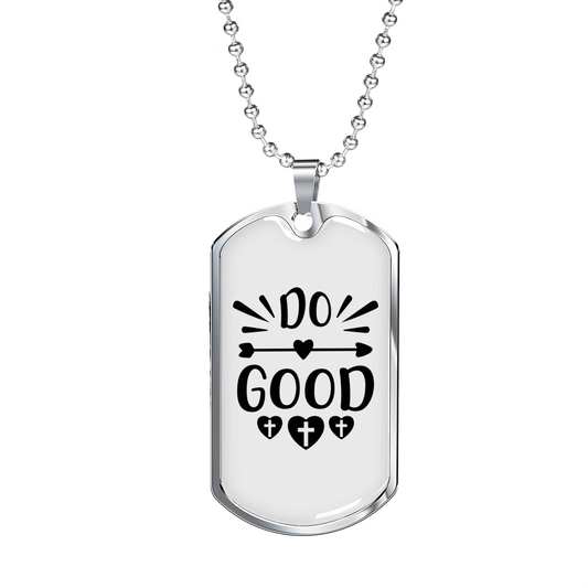 Let's Do Good Christian Necklace Stainless Steel or 18k Gold Dog Tag 24" Chain-Express Your Love Gifts