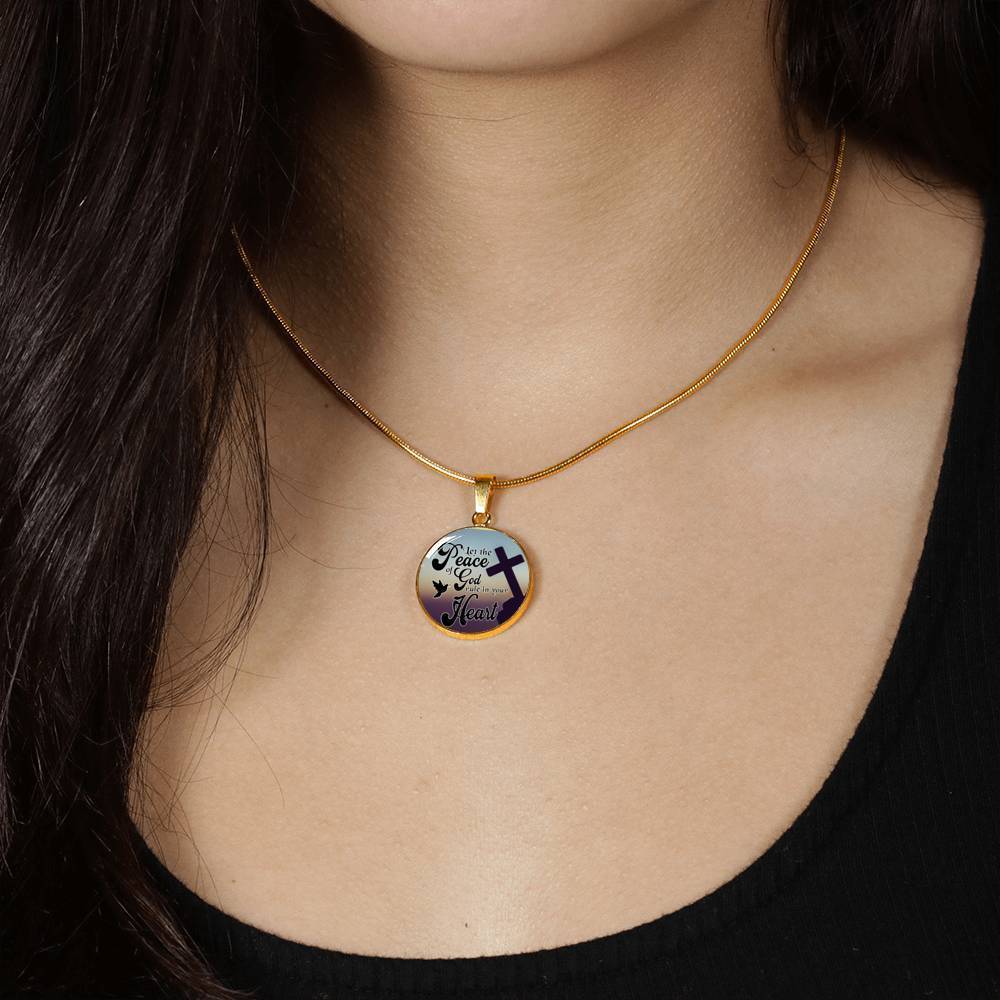 Let The Peace Of God Rule In Your Heart Christian Faith Circle Necklace-Express Your Love Gifts