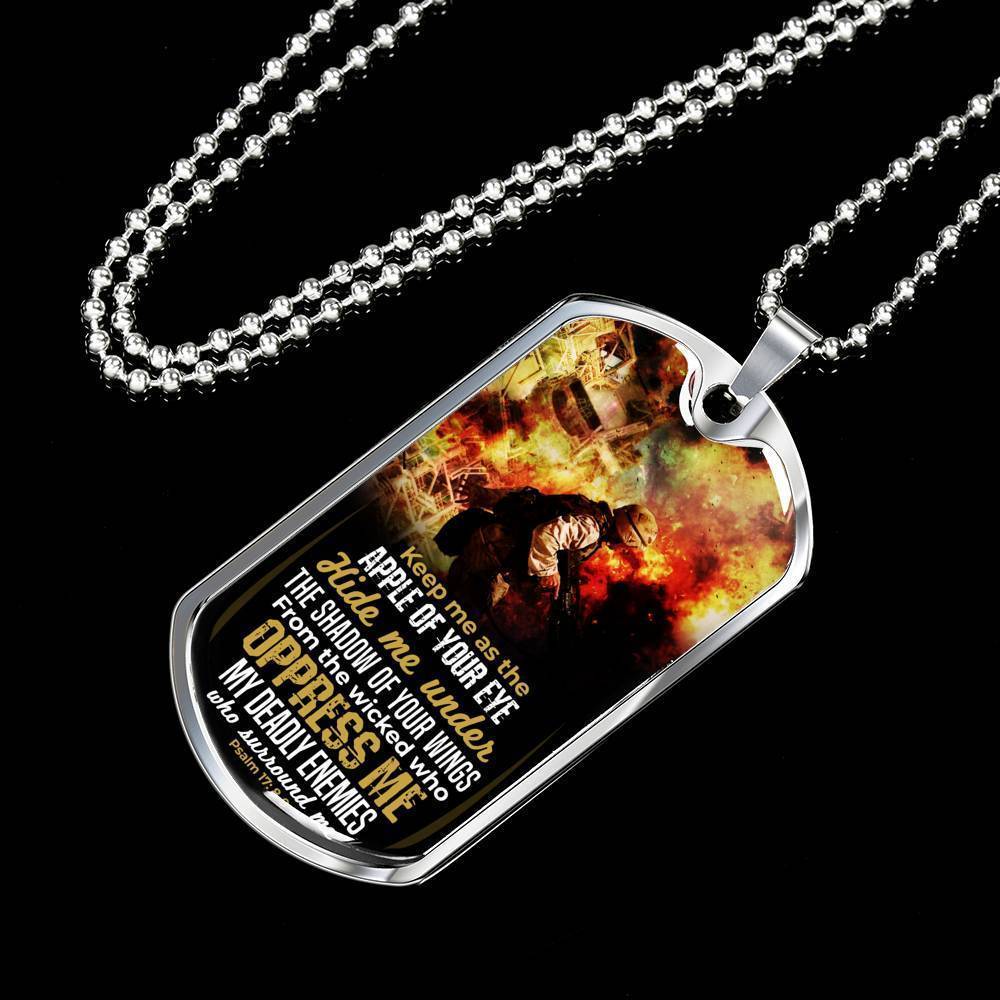 Let Your Wings Cover Me Bible Verse Inspirational Gift Necklace Stainless Steel or 18k Gold Dog Tag 24" Chain-Express Your Love Gifts