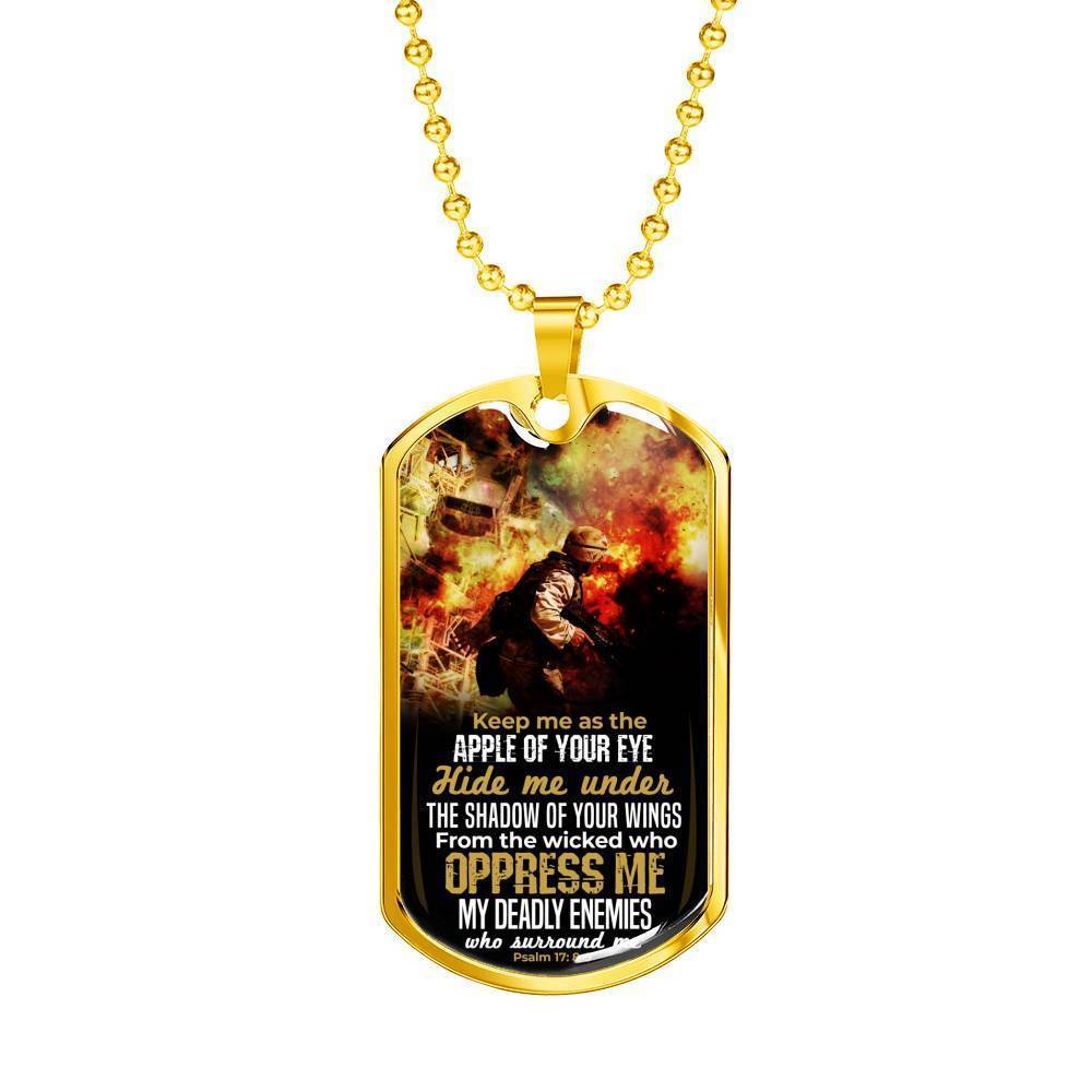 Let Your Wings Cover Me Bible Verse Inspirational Gift Necklace Stainless Steel or 18k Gold Dog Tag 24" Chain-Express Your Love Gifts