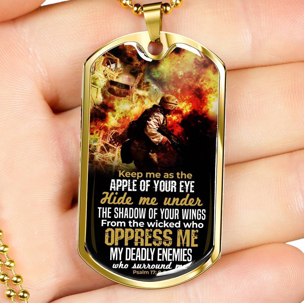 Let Your Wings Cover Me Bible Verse Inspirational Gift Necklace Stainless Steel or 18k Gold Dog Tag 24" Chain-Express Your Love Gifts