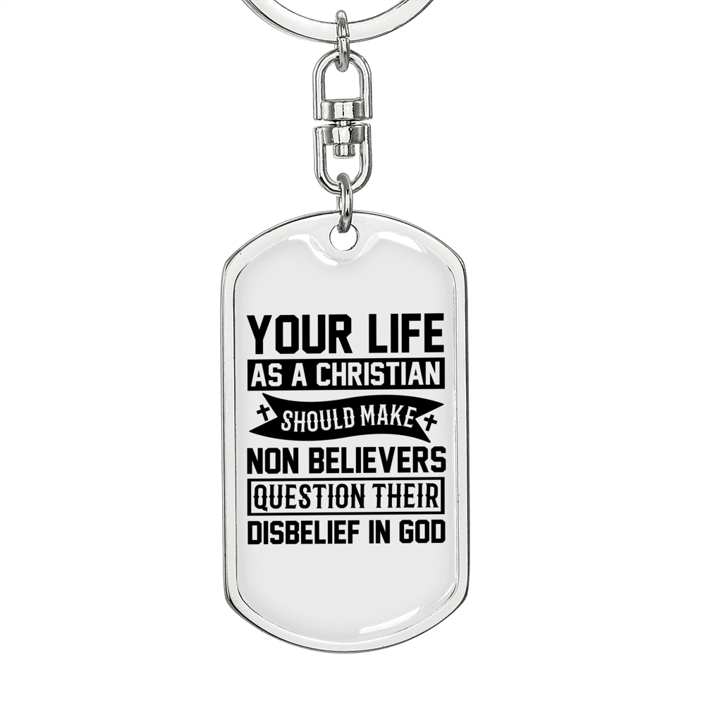 Life As A Christian Keychain Stainless Steel or 18k Gold Dog Tag Keyring-Express Your Love Gifts