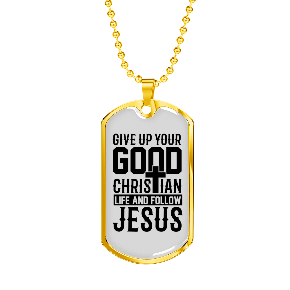 Life Follow Jesus Necklace Stainless Steel or 18k Gold Dog Tag 24" Chain-Express Your Love Gifts