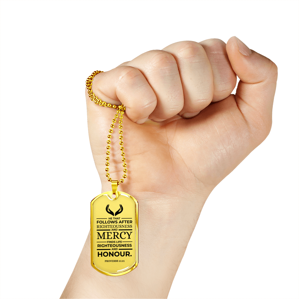 Life Living In Righteousness Necklace Stainless Steel or 18k Gold Dog Tag 24" Chain-Express Your Love Gifts