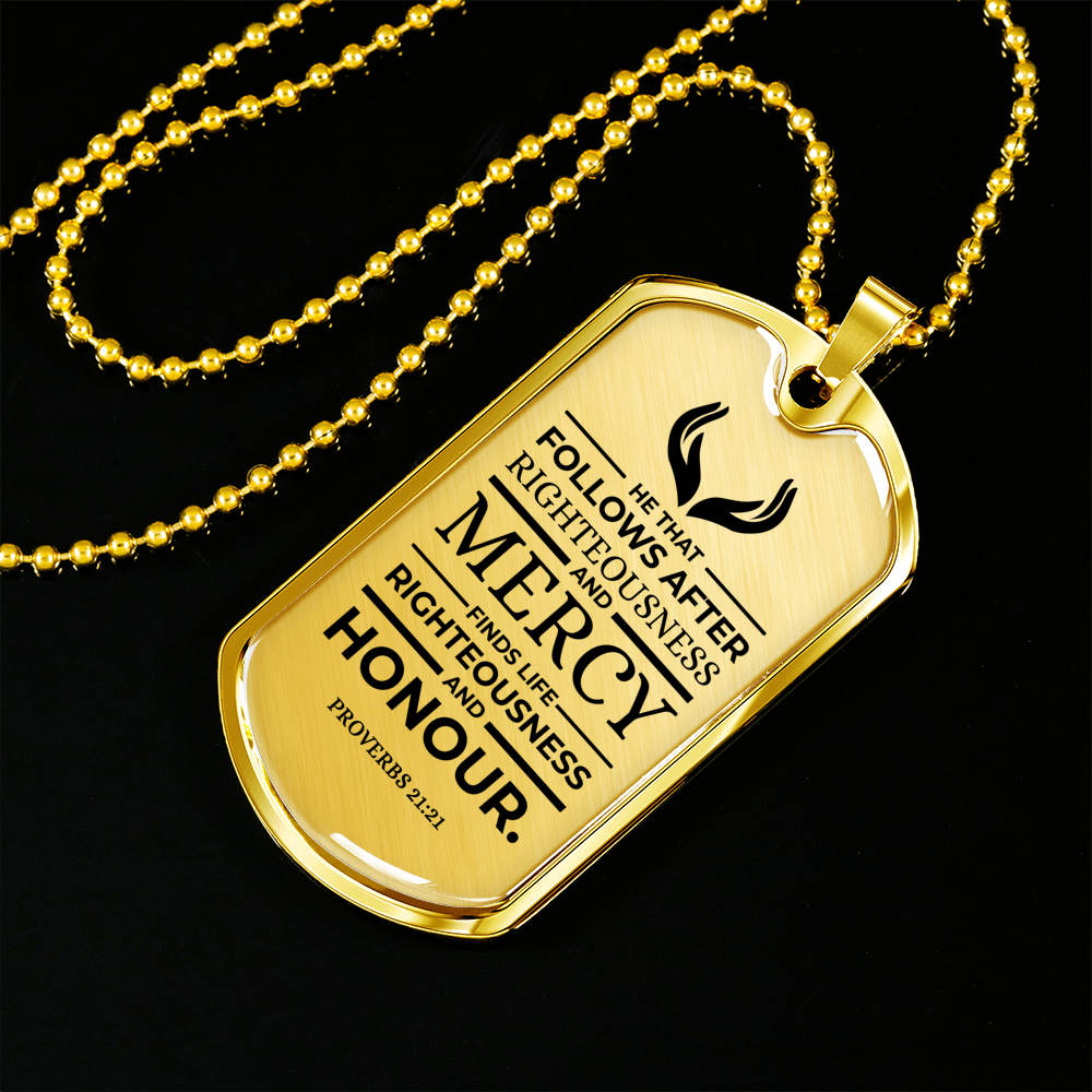 Life Living In Righteousness Necklace Stainless Steel or 18k Gold Dog Tag 24" Chain-Express Your Love Gifts