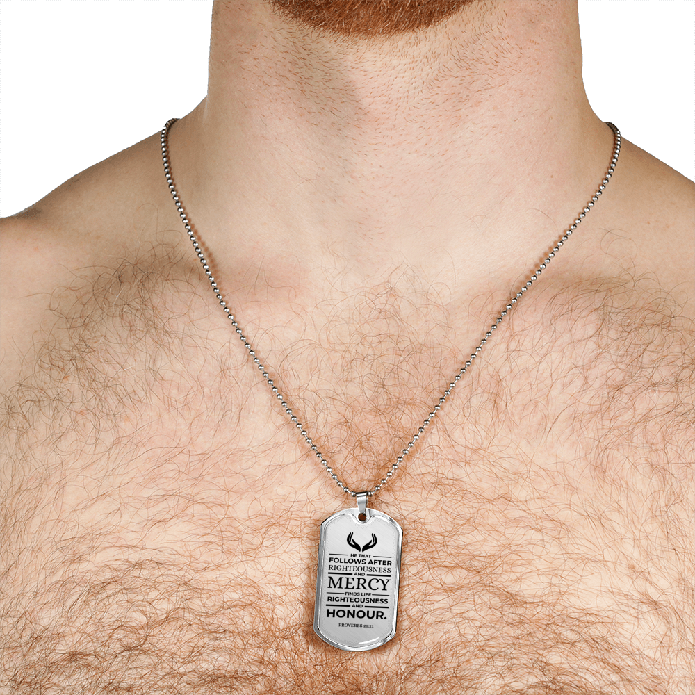 Life Living In Righteousness Necklace Stainless Steel or 18k Gold Dog Tag 24" Chain-Express Your Love Gifts